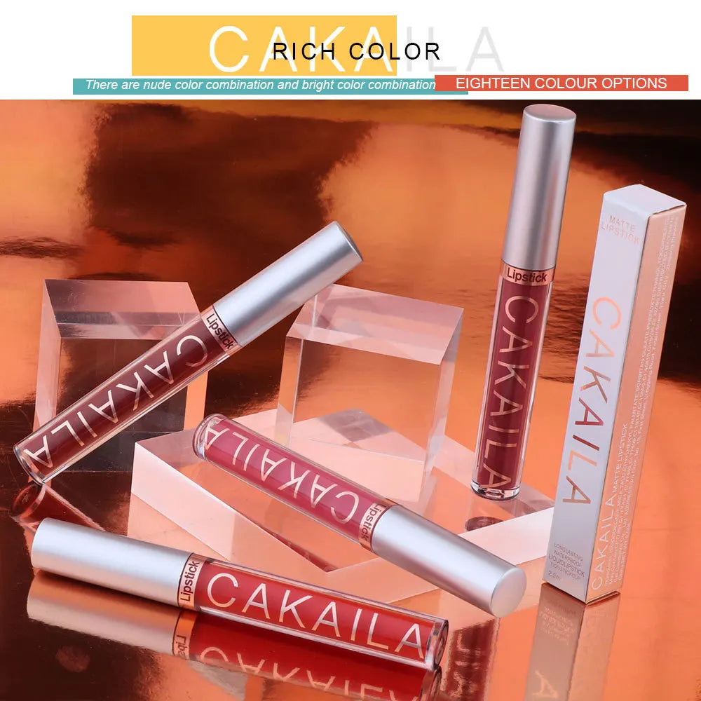 18 Colour Matte Lipstick - Non-Stick Cup Waterproof Lip Gloss