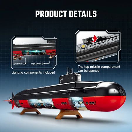 SEMBO 1324pcs Military Nuclear Submarine Building Blocks - Perfect for Young Strategists