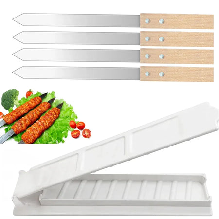 Premium Stainless Steel BBQ Skewers - Perfect for Shish Kebab and Grilling 4pcs with tool-40cm