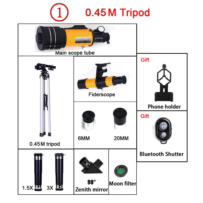 F30070M AZM70300 Telescope &ndash; 150x Zoom for Moon and Stars