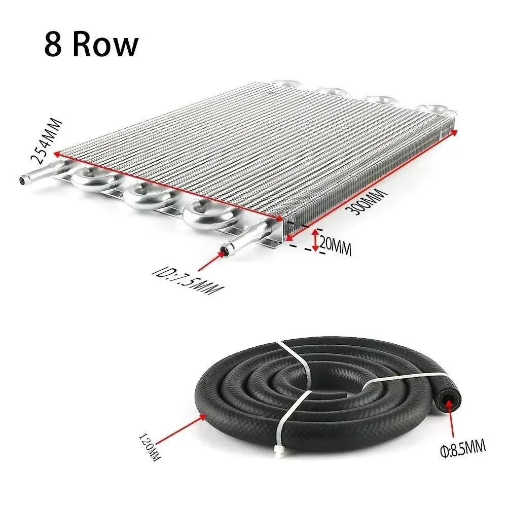 Universal 8 Row Aluminum Transmission Radiator Oil Cooling / 10 Inch 12V Car Air Conditioning Electronic Slim Fan Cool Kit by InterCyprus Trading Ltd