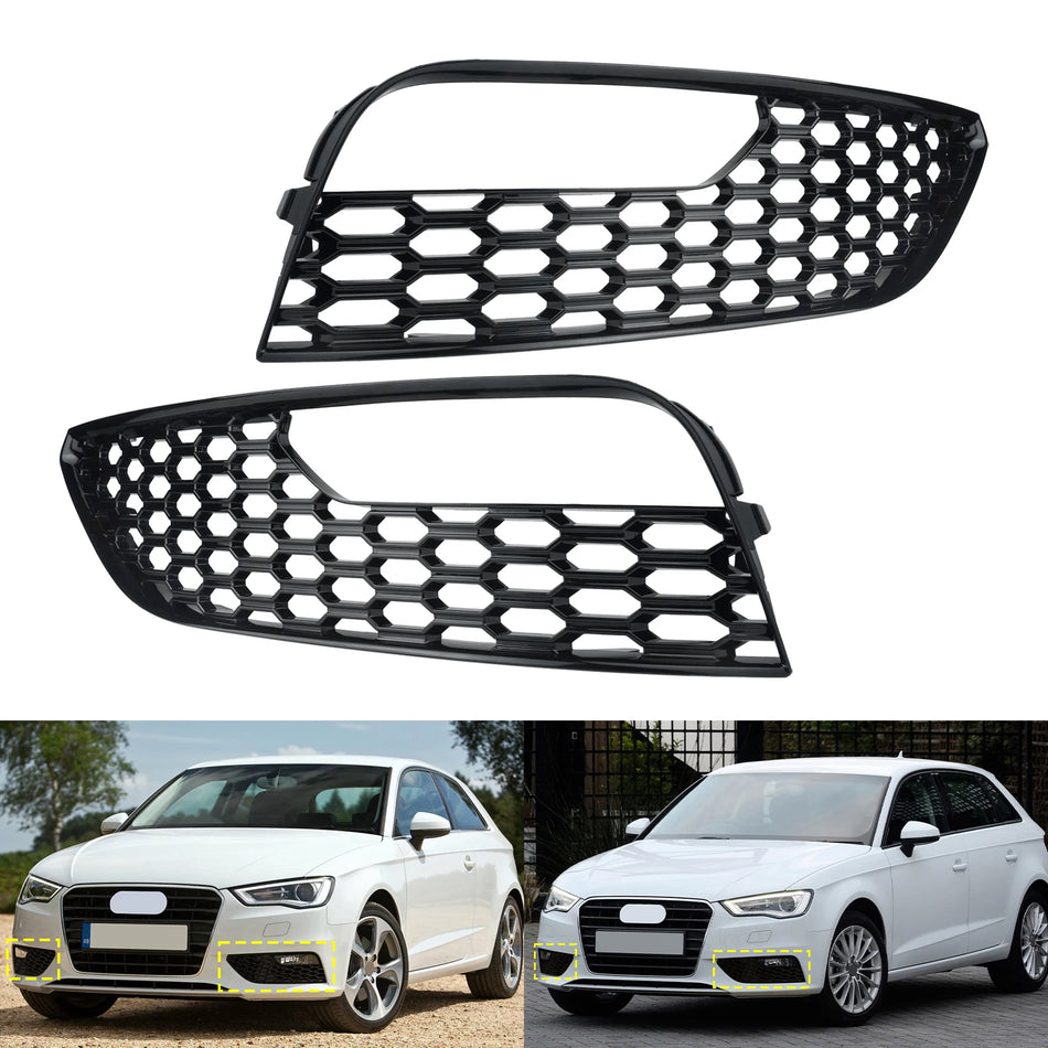 Voorbumper Mistlamp Roosters Glanzend Zwart Honingraat voor Audi A3 S3 12-16