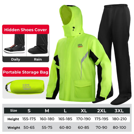 Motorcycle Raincoat Split Suit Waterproof &ndash; Reflective Gear Green / S / CHINA