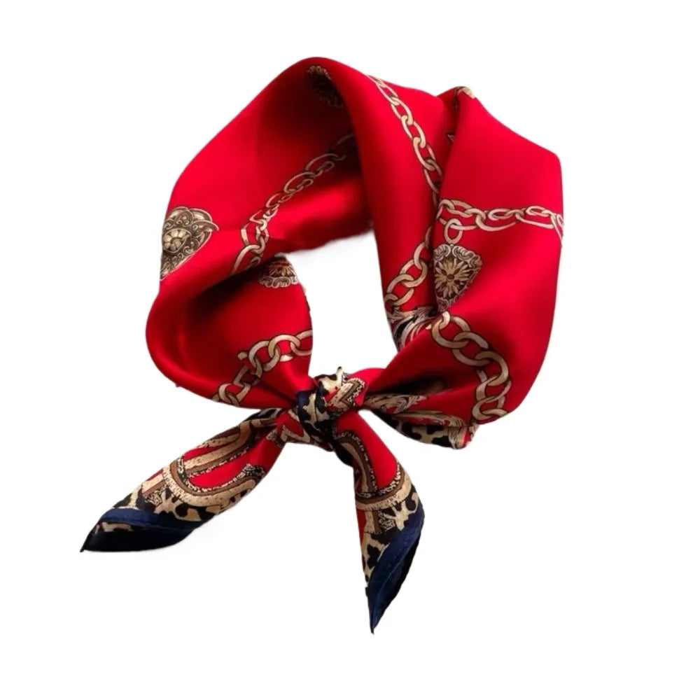 68cm Chain Printed Scarf &ndash; Stylish Versatility for All Seasons Red
