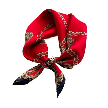 68cm Chain Printed Scarf &ndash; Stylish Versatility for All Seasons Red