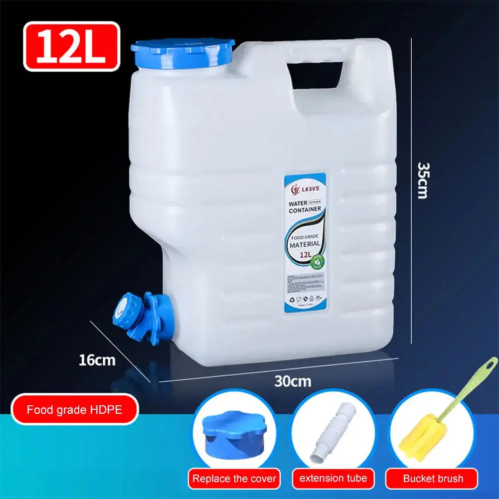 12L Portable Water Storage Bucket With Faucet Camping Car White 12L