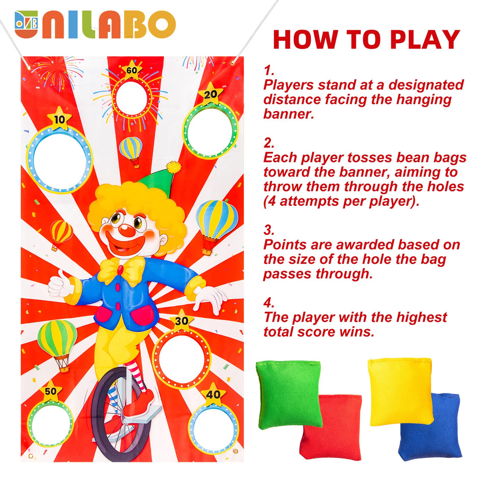 Πανό Ρίψης Καρναβαλιού με 4 Σακουλάκια Φασολιών για Πάρτι Τσίρκου