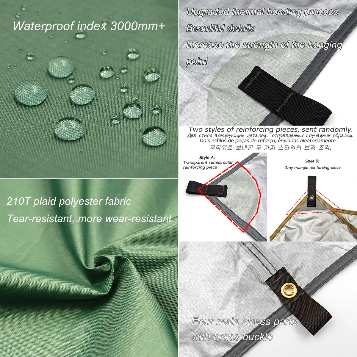 Versatile Waterproof Camping Tarp with 19 Hang Points - Lightweight Sun Shelter