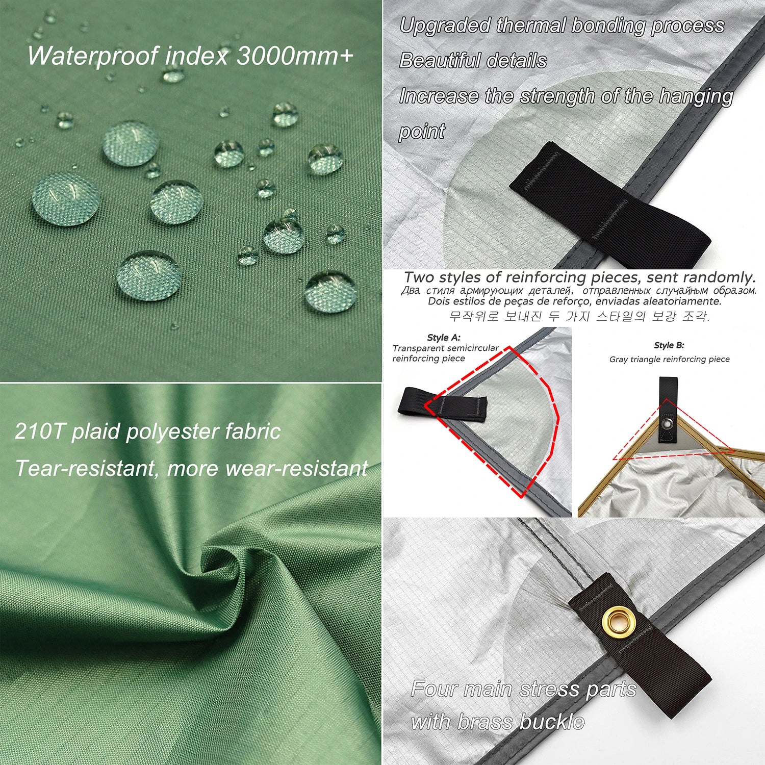 Versatile Waterproof Camping Tarp with 19 Hang Points - Lightweight Sun Shelter