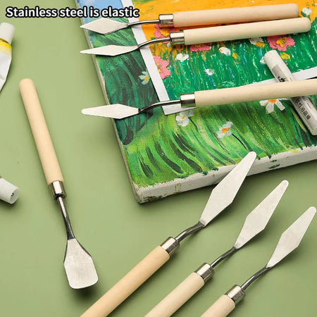 7Pcs Stainless Steel Oil Painting Knives Set &ndash; Mixing Knives