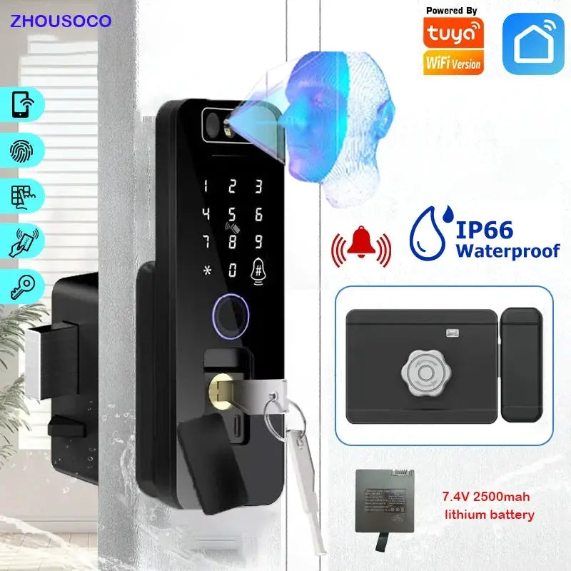 Waterproof Smart Door Lock With 3D Face Recognition Fingerprint by InterCyprus Trading Ltd