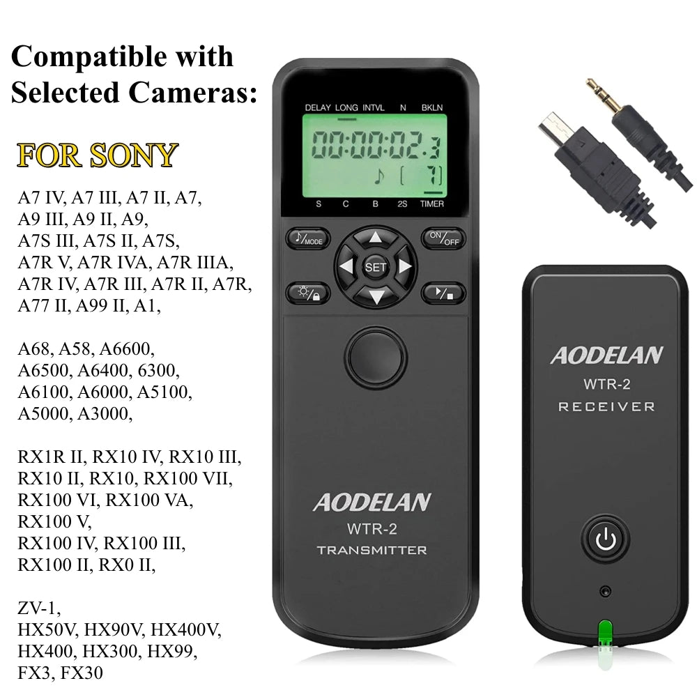 AODELAN WTR-2 Wireless Timer Lapse Intervalometer Remote Control for Multi-Brand Cameras S8 for sony / China