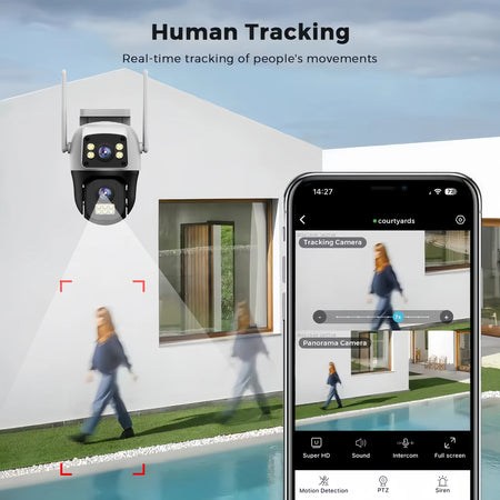 4K 8MP WiFi Camera Dual Lens Outdoor IP66 Waterproof 360&deg; Human Detect Video Surveillance Security CCTV  Protection PTZ Cameras