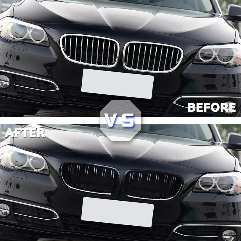 Car Accessories Front Kidney Grill Gloss Chrome Slats For BMW 5 Series F10 F11 F18 5-Series 2010-2016 by InterCyprus Trading Ltd