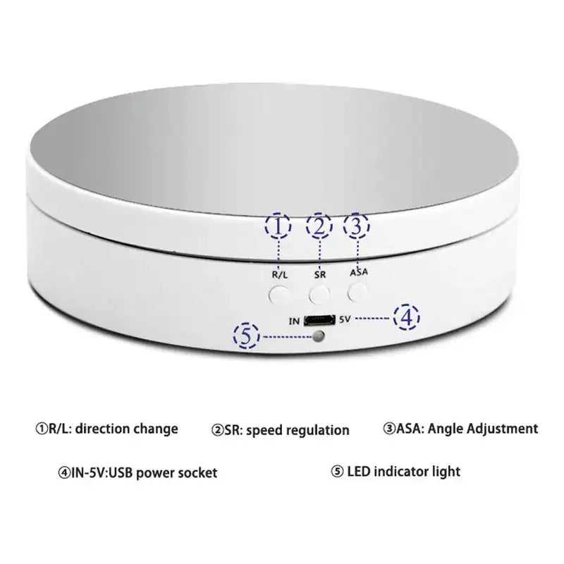 360-Degree Photography Turntable with Remote Control &amp; Motorized Display Stand 138MM White