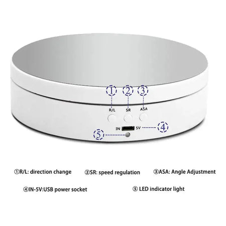 360-Degree Photography Turntable with Remote Control &amp; Motorized Display Stand 138MM White
