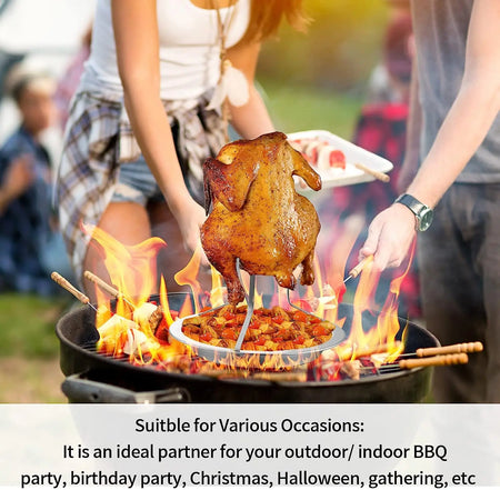 Detachable Stainless Steel Chicken Roaster for BBQ and Grilling