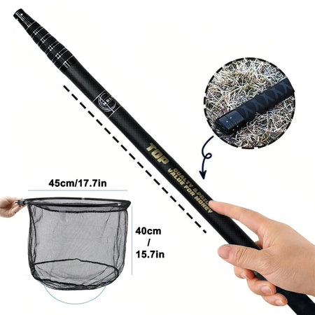 MBLN Ultralight Carbon Fiber Telescopic Fishing Landing Net, 328cm