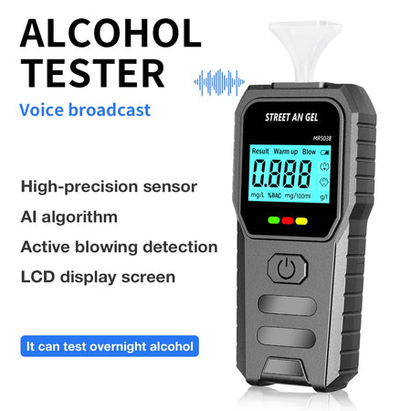LCD Display Alcohol Tester &ndash; Voice Broadcast Enabled black