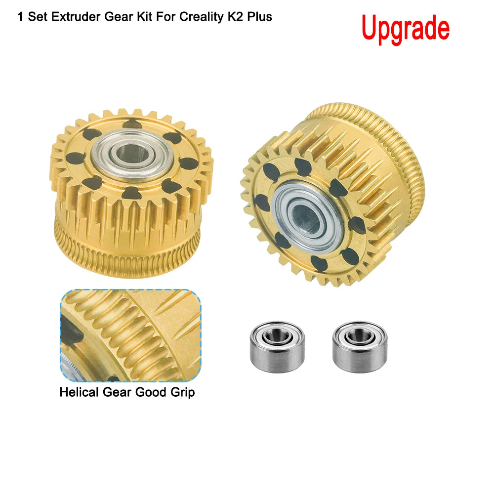 Creality K2 Plus Extruder Gear Kit &ndash; Nickel DLC Coated 1 set gear gold