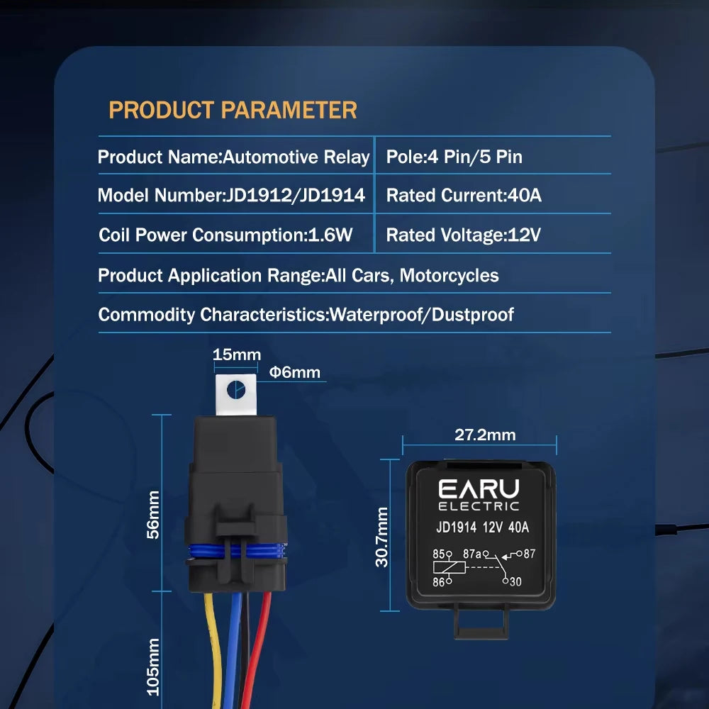 EARUELETRIC Car Relay &ndash; Waterproof Integrated Design