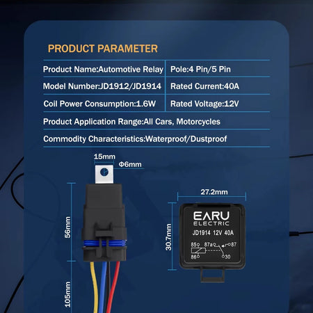 EARUELETRIC Car Relay &ndash; Waterproof Integrated Design
