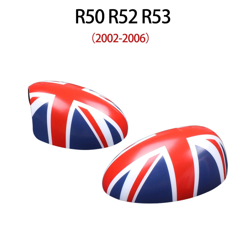 Mini Cooper R50 R52 R53 Black Flag Rear View Mirror Covers - 2PCS Decorative Accessories