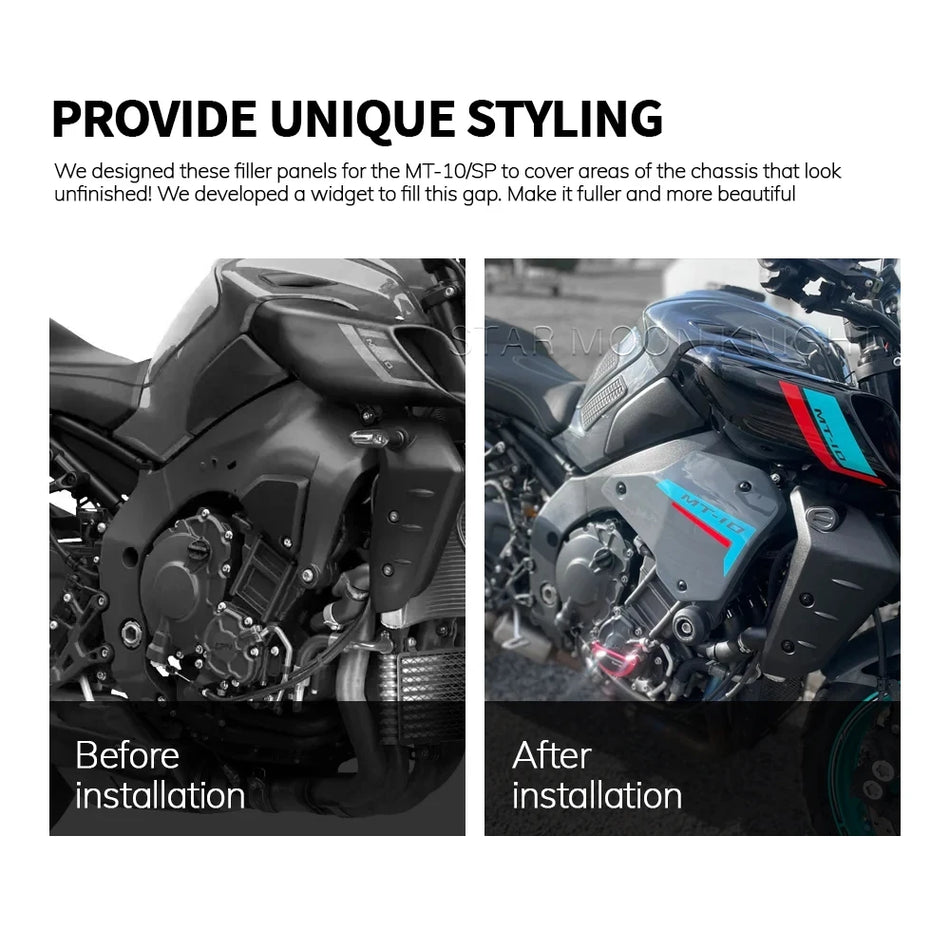 Painéis de preenchimento do quadro Yamaha MT-10 SP 2022, carenagem da carroçaria, coberturas decorativas laterais do chassis
