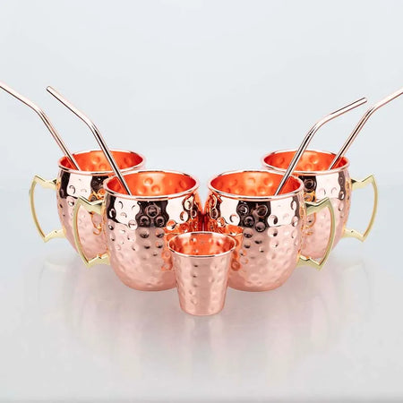 Moscow Mule Mug Set Hammered Copper 350ml &ndash; Hammered Finish
