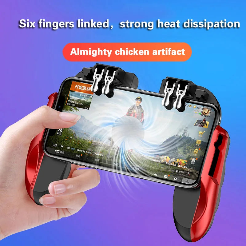 Smartphone Game Trigger Controller with Cooling Fan for FPS PUBG - iOS &amp; Android