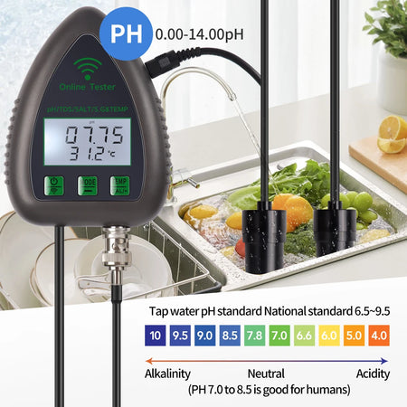 Tuya WiFi 5 In 1 TDS EC Salt SG Temp PH Meter &ndash; App Control
