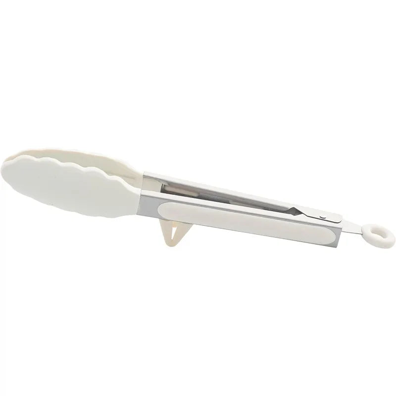 Silicone Non-Slip Cooking Tongs &ndash; Eco-Friendly Stainless Steel Grip White