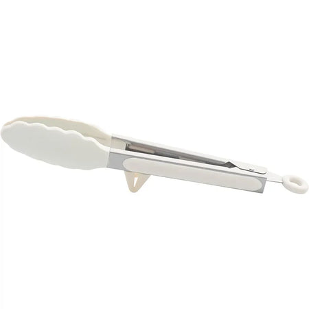 Silicone Non-Slip Cooking Tongs &ndash; Eco-Friendly Stainless Steel Grip White