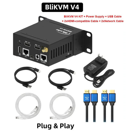 BLiKVM V4 &ndash; KVM Over PoE with 4K HDMI-Compatible Video Loop V4 Kit US