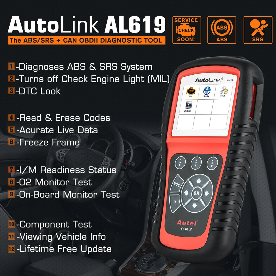 Autel AL619 ML619 OBD2 Auto Scanner - Reads Live PCM Data