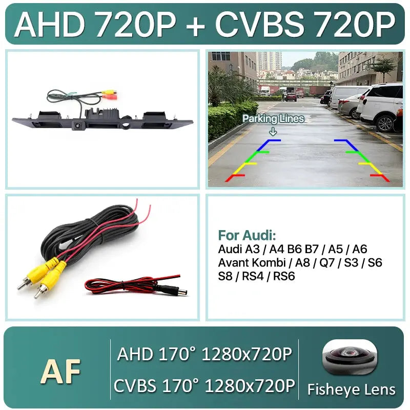 170 Degree AHD 1080P Car Trunk Handle Reverse Camera For Audi A3 A4 A6 B6 B7 S3 S6 A8 RS4 RS6 A5 Q7 2010-2014 Dynamic Trajectory by InterCyprus Trading Ltd