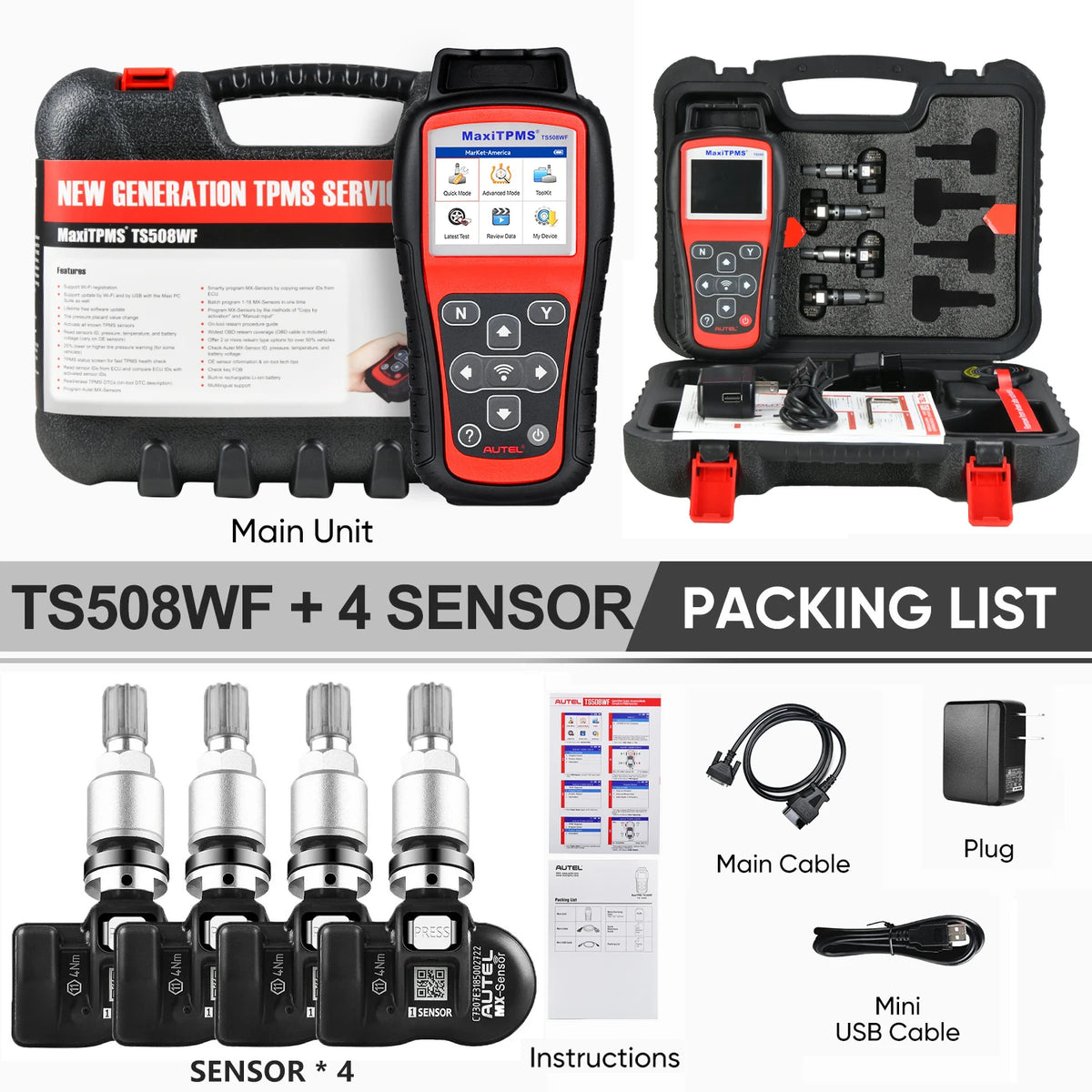 Autel MaxiTPMS TS508 TS508WF Tool &ndash; MX-Sensor Programmer TS508 Wi-Fi 4 Sensor / UNITED KINGDOM / Multi-languages