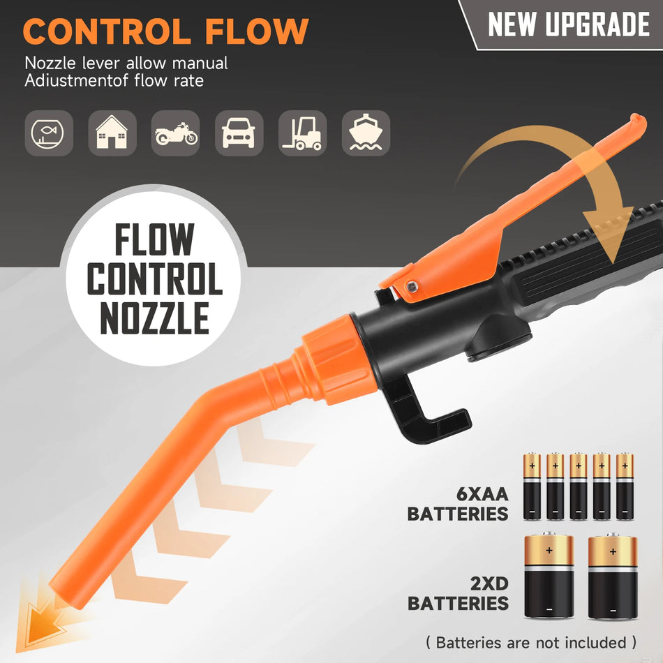 Pompa de transfer pentru apă și combustibil 2.4 Gal cu duză de control