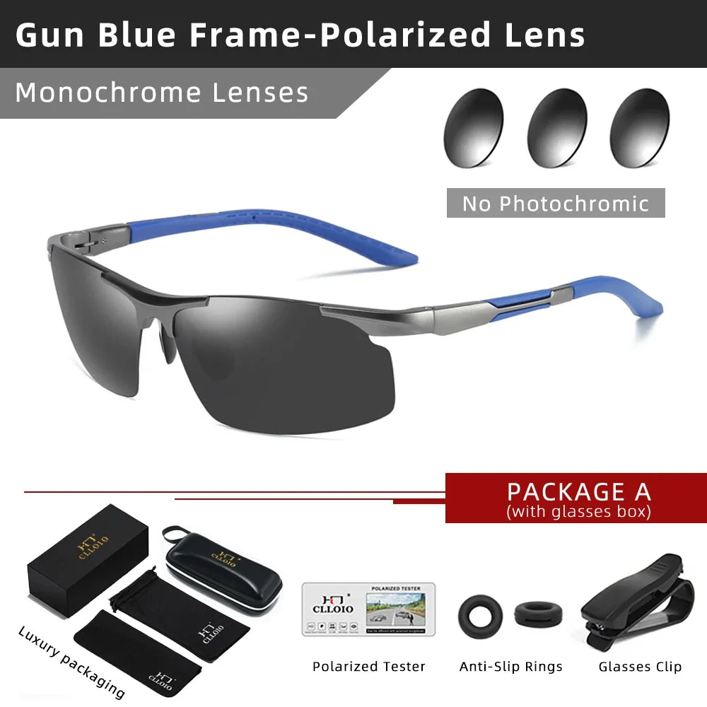 CLLOIO Photochromic Sunglasses &ndash; Polarized Anti-Glare GunBlue-Polarized