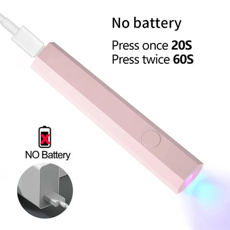 YIKOOLIN Mini 3W UV LED Nail Lamp &ndash; Portable USB Dryer Pink-Power Supply