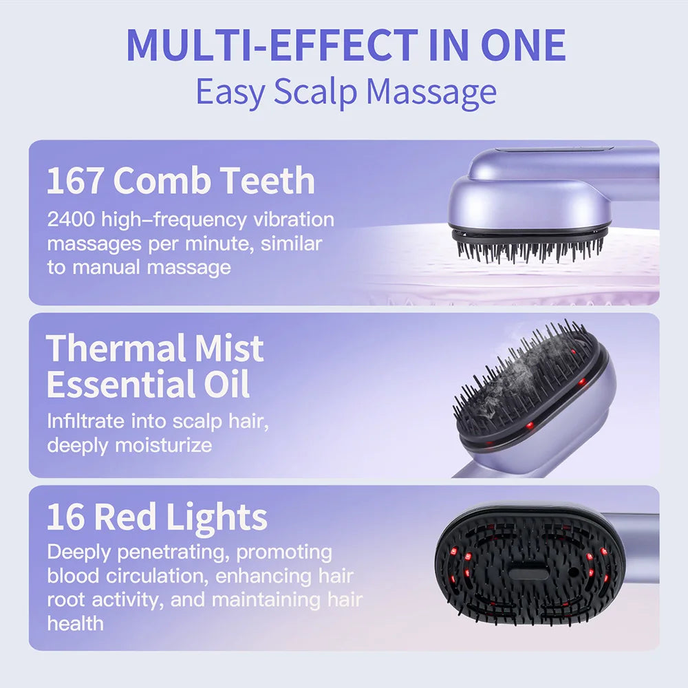 Hair Care Massage Comb &ndash; Vibration Scalp Massager with Spray Applicator