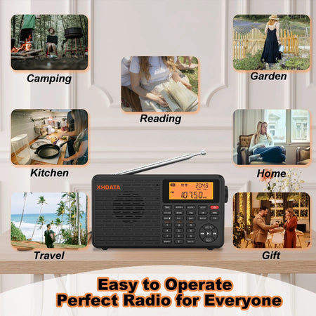 XHDATA D-109 Portable Bluetooth Radio with AM/FM/SW/LW