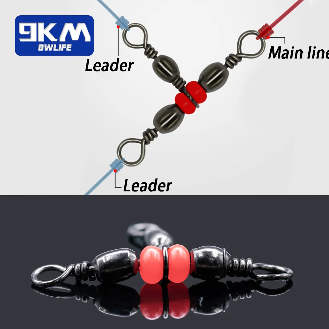 Premium 3 Way Barrel Swivels - 25~100 Pcs Fishing Line Connectors