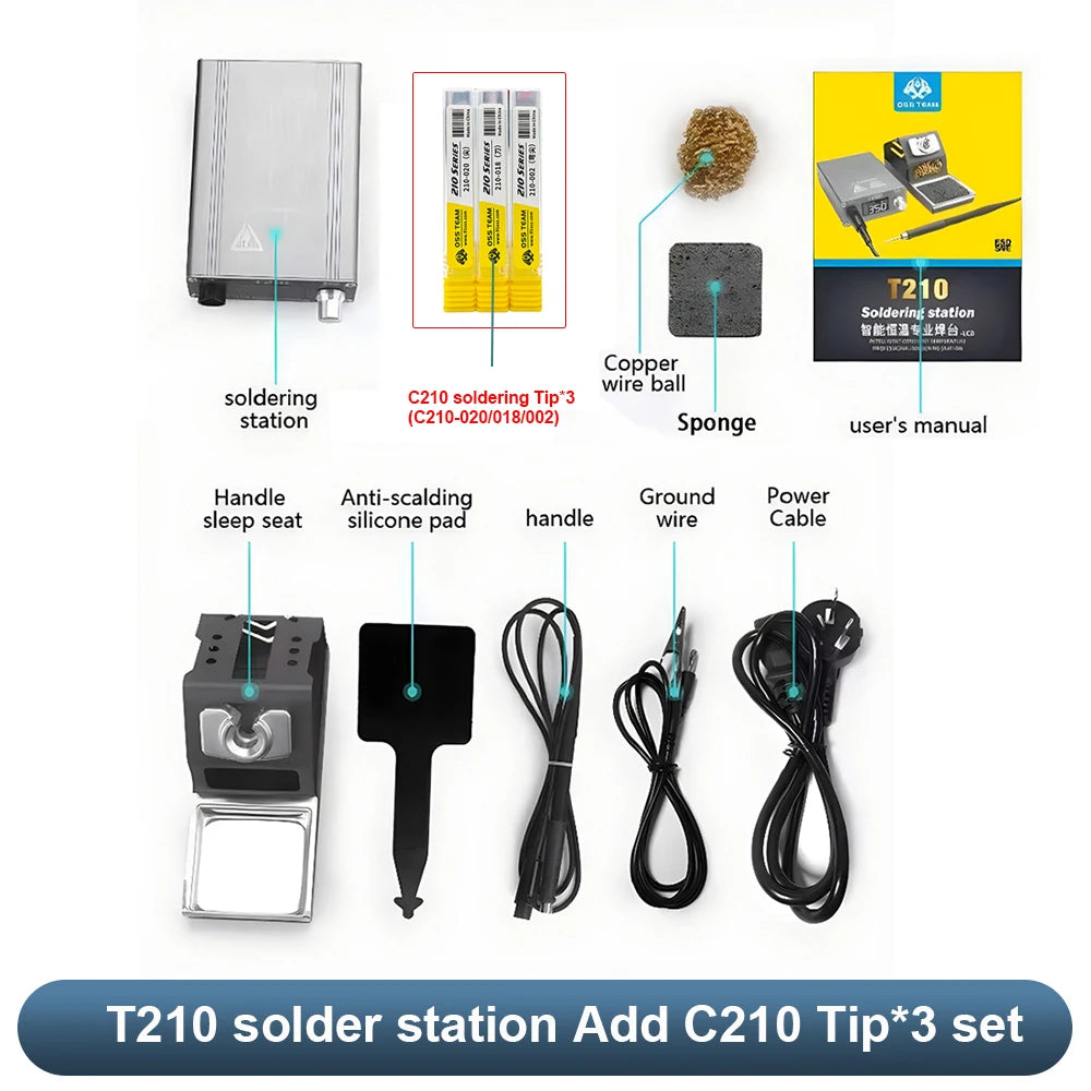 OSS T210 Precision Solder Station &ndash; 2S Rapid Warming with C210 Tip x3 set / US plug