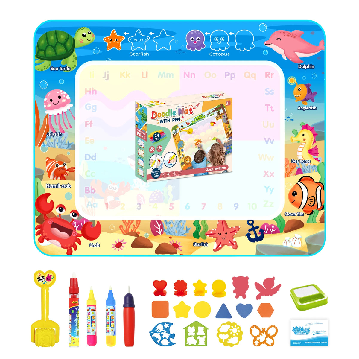 Coolplay Magic Water Drawing Mat &ndash; Reusable Educational Painting Board D 100x80CM