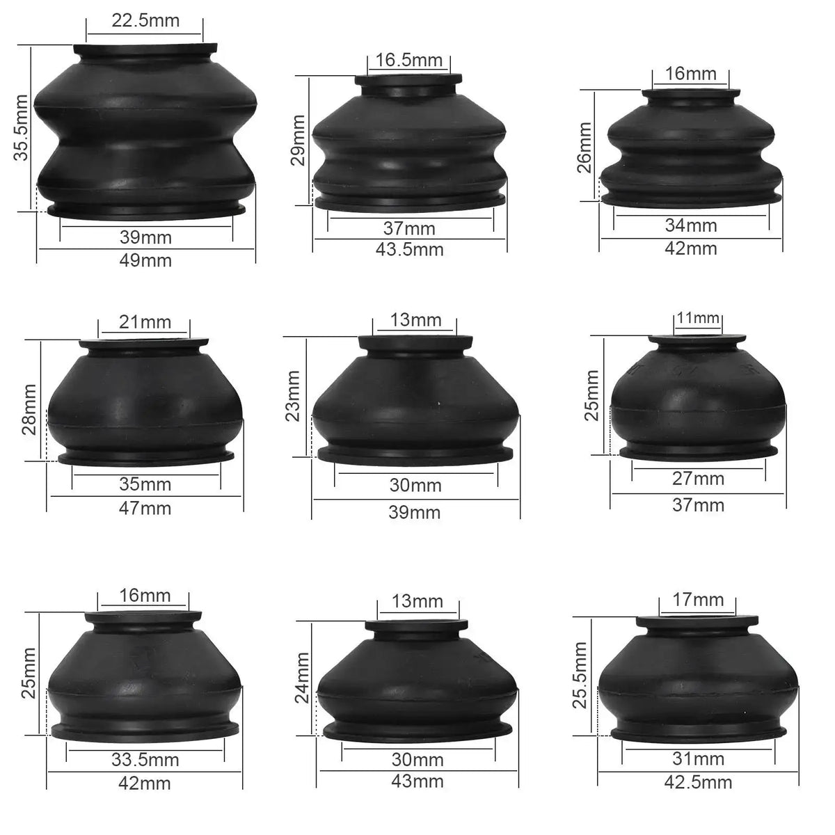 14x Multipack Universal Car Suspension Steering Ball Joint Rubber Dust Boot Cover Track Tie Turn Rods Ends Set Parts Accessories by InterCyprus Trading Ltd