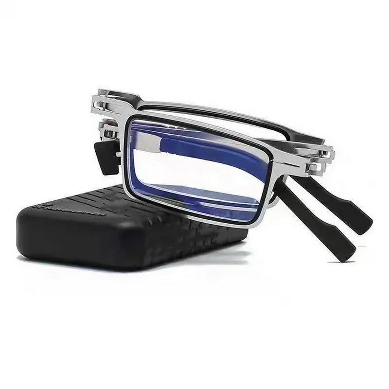 Portable Blue Light Blocking Reading Glasses for Men and Women Square / +100