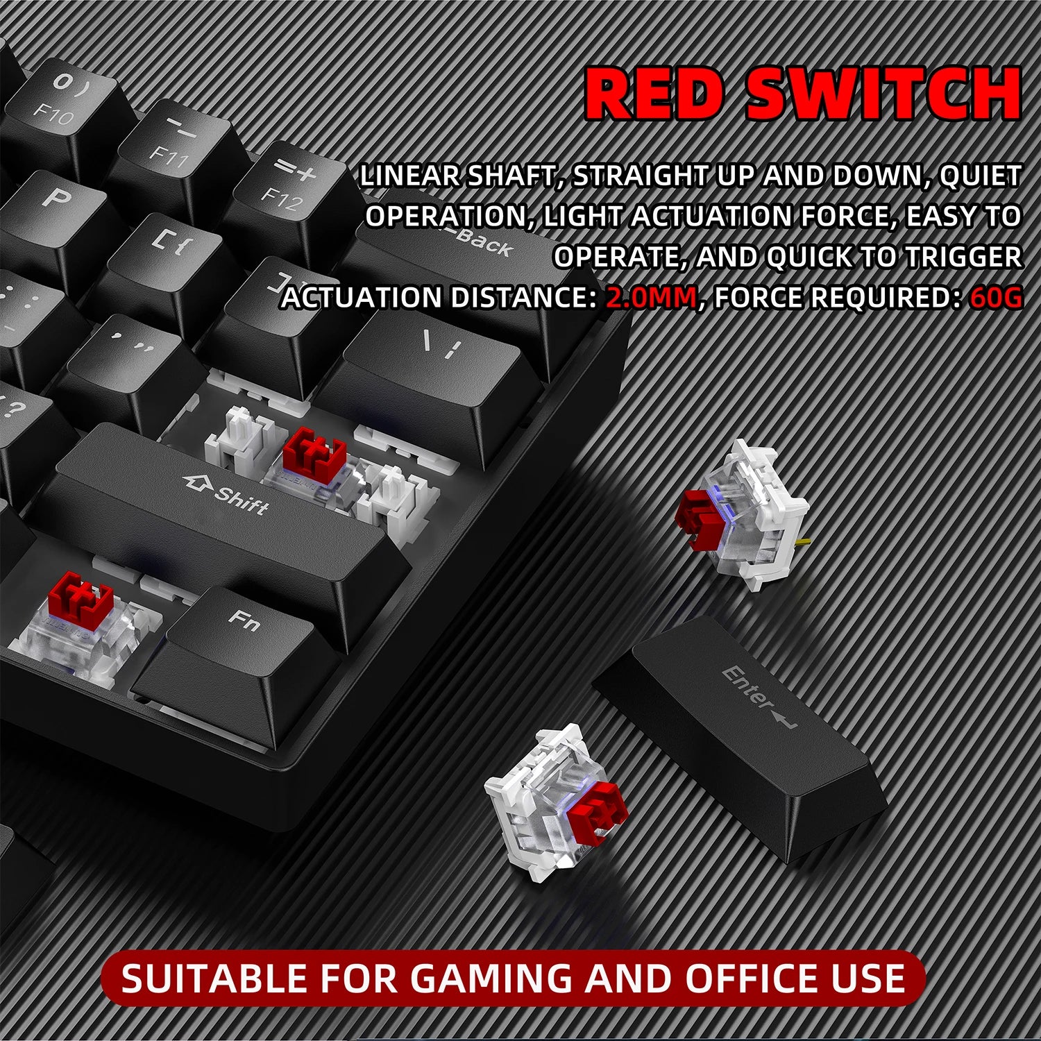 ZSUS Z61-B USB Gaming Mechanical Mini Keyboard &ndash; Red Switch