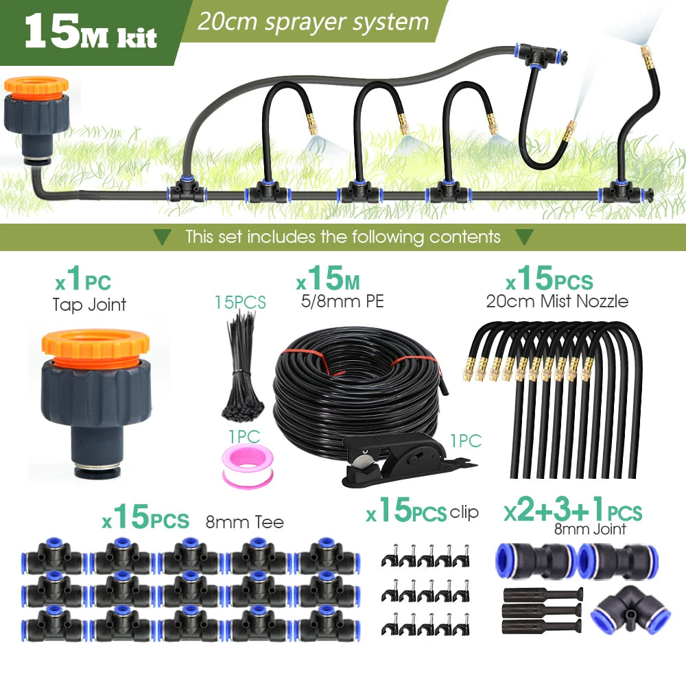 Universal Misting Sprayer Kit for Garden Irrigation and Cooling D-15M kit
