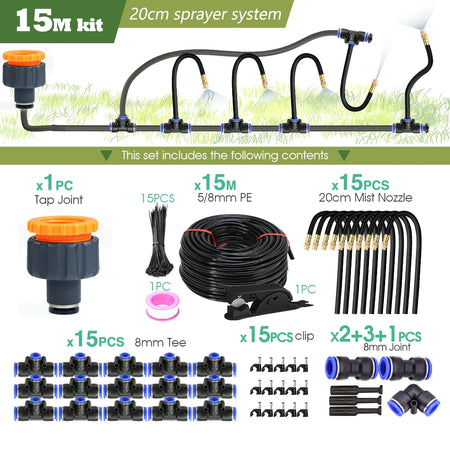 Universal Misting Sprayer Kit for Garden Irrigation and Cooling D-15M kit